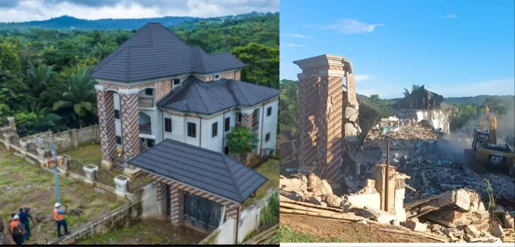 Multimillion Naira Mansion Used for Kidnapping Demolished In Enugu