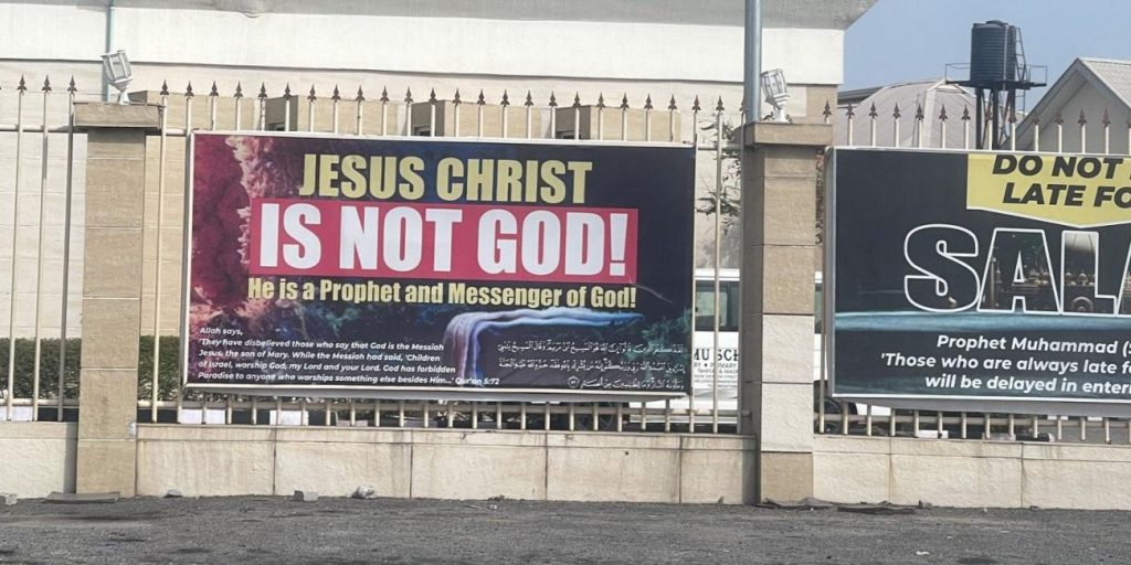 Controversial 'Jesus Christ Is Not God' Banner Removed from Lekki Central Mosque After Backlash