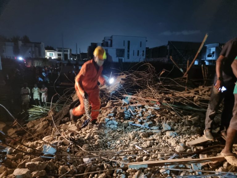 Panic in Lagos as Two-Storey Building Collapses, Workers Trapped