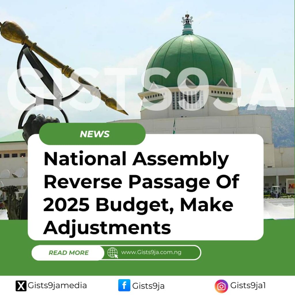 National Assembly Reverse Passage Of 2025 Budget, Make Adjustments
