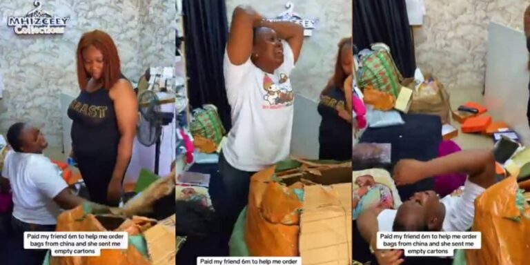 Nigerian Businesswoman Weeps As Friend Delivers Empty Cartons From China After ₦6m Payment