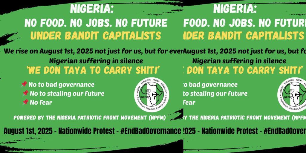 Group Calls Nationwide Protest For August 1 Over ‘No Food, No Jobs, No Future’ Under Tinubu Govt