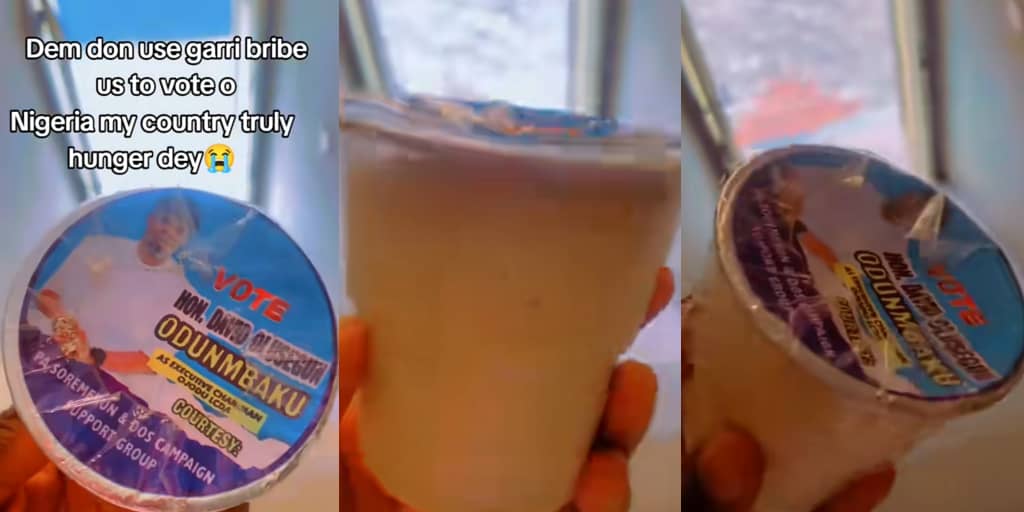 Nigerians Reacts As Lagos Politician Contesting Election Shares Garri, Groundnut To Get Votes