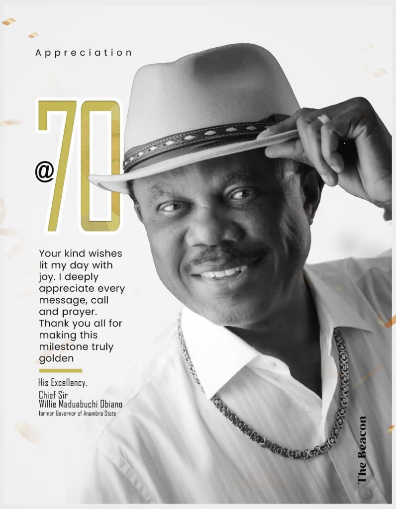Obiano at 70: Former Anambra Governor Expresses Gratitude on Milestone Birthday