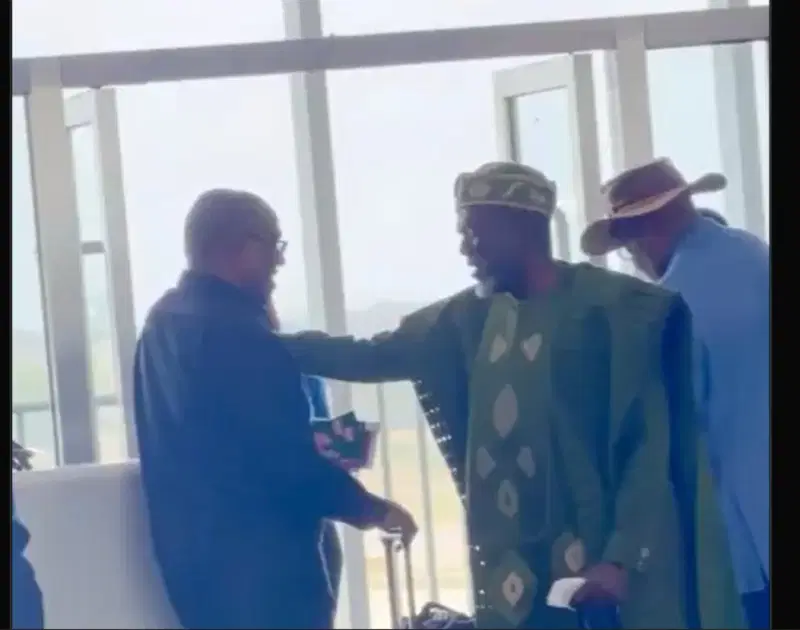 VIDEO: Moment Reno Omokri Runs To Greet Peter Obi At Abuja Airport Despite Constant Online Attacks