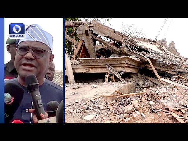 Wike Orders Free Treatment For Abuja Building Collapse Victims As Rescue Teams Pull Survivor From Rubble After Nine Hours