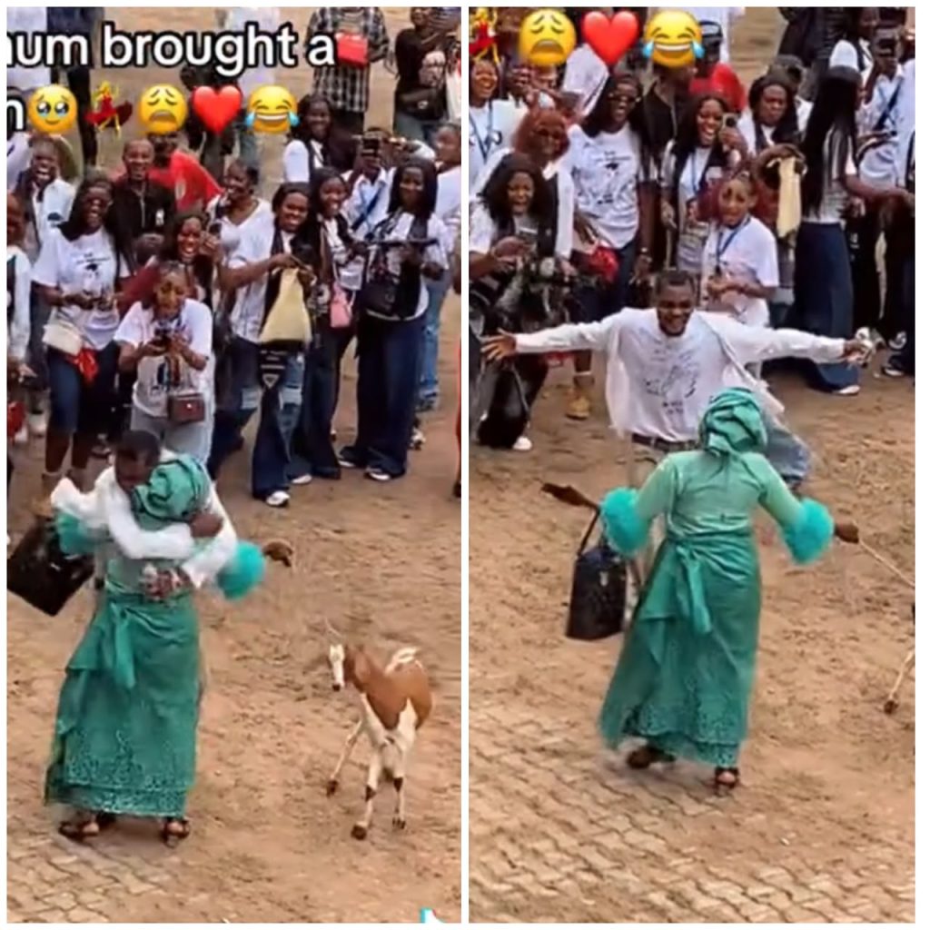 VIDEO: Nigerian Mother Gifts Graduating Son Live Goat During Sign-Out Ceremony, Emotional Moment Goes Viral