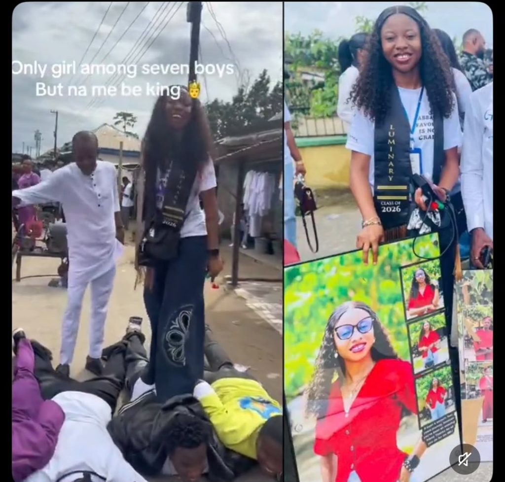 “Only Girl Among Seven Boys, But Na Me Be King” — Lady Sparks Reactions After Brothers Prostrate Before Her During Her Sign-out 