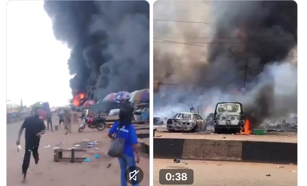 VIDEO: 11 Injured as Petrol Tanker Explodes While Residents Scoop Fuel in Edo