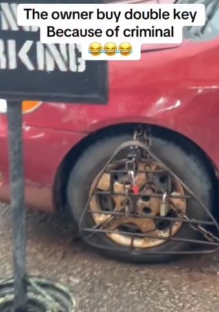 Nigerian Driver Sparks Reactions After Using Heavy Chains, Padlocks to Secure Car in Viral Video