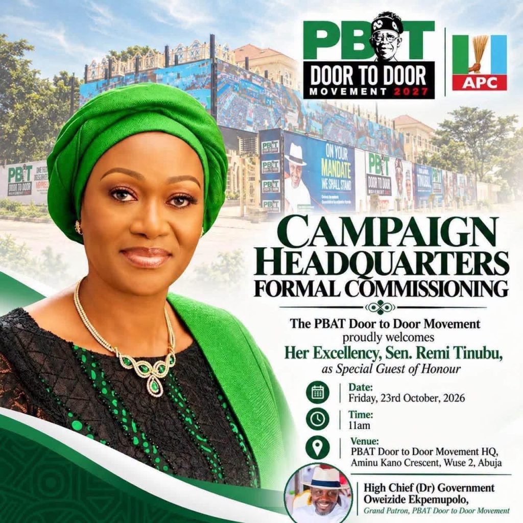 Remi Tinubu To Inaugurate Tompolo’s PBAT Door-To-Door Movement National Headquarters In Abuja