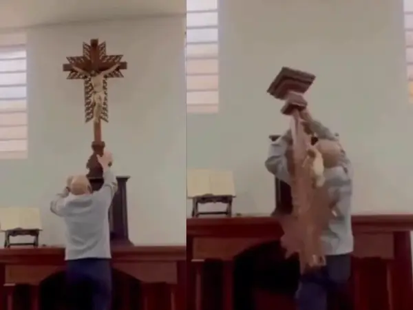 WATCH: Viral Video Shows Cross Falling On Another Priest