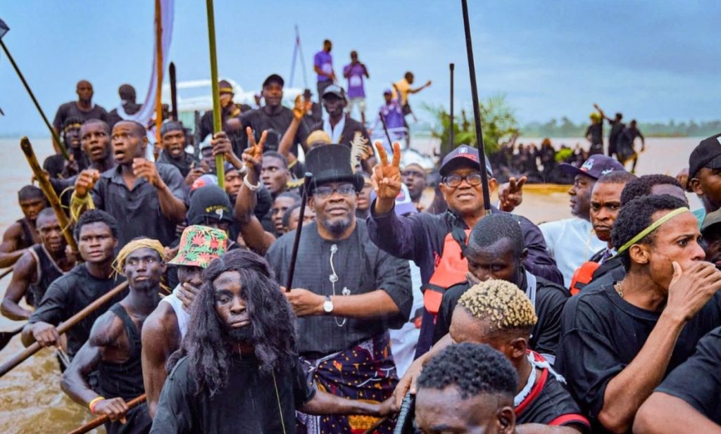 WATCH: Peter Obi, Dickson Use Boat Regatta for NDC Campaign in Bayelsa