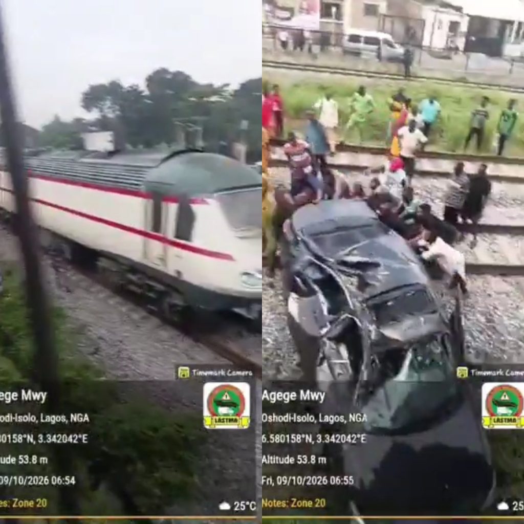 Breaking: Train Collides With Honda Car At Lagos Railway Crossing