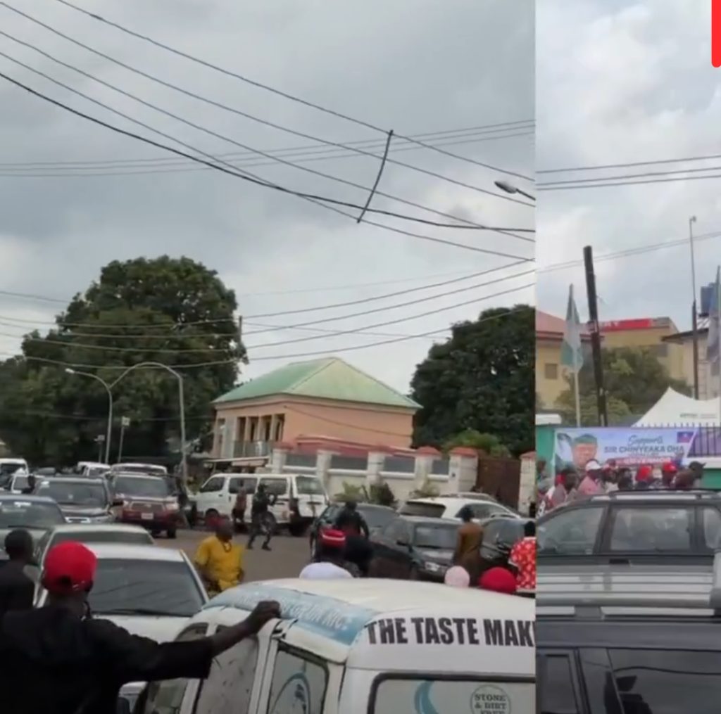 JUST-IN: Chaos in Enugu as Suspected Thugs Flee After NDC Supporters Fight Back at Party Event [VIDEO]
